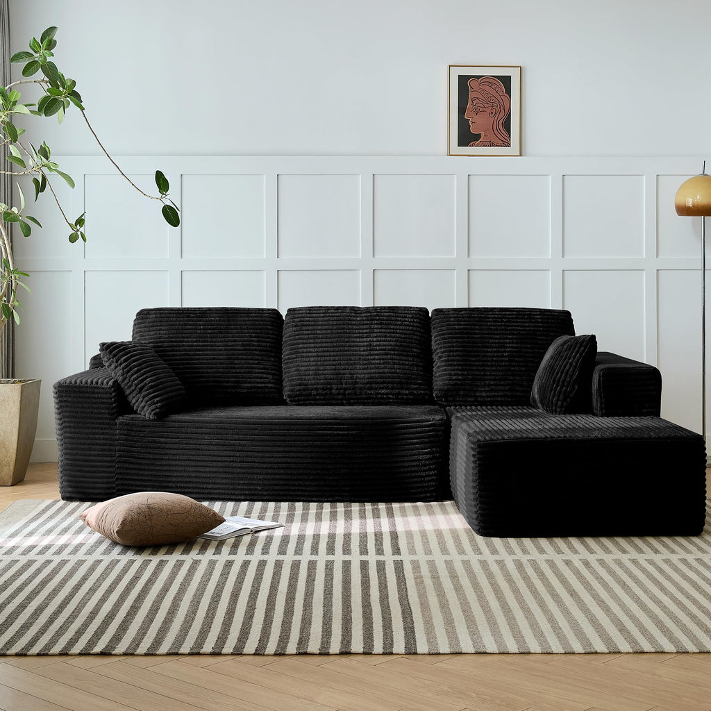 Modern Living Room Furniture Set L-Shape Convertible Couch Bed Sectional Sofa Foam Compression