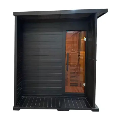 Luxury Modern Sauna Cabin Kit Red Cedar Interior & Hemlock Exterior Outdoor Steam Sauna for 4 Person