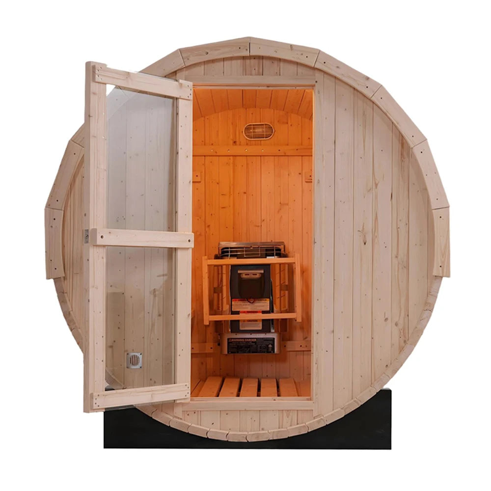 Premium White Pine Barrel Sauna Outdoor Steam Sauna for Backyard, Garden and Outdoor Spa Relaxation