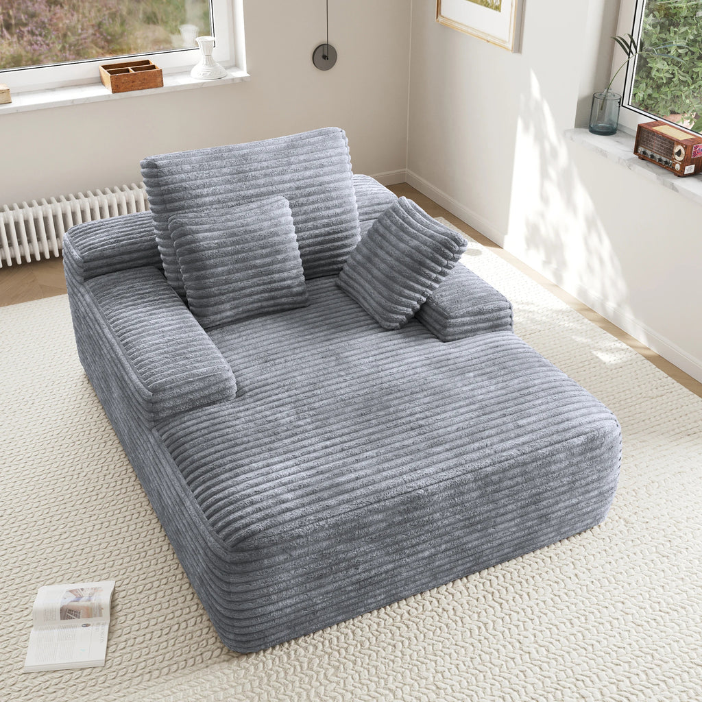 Nordic Corduroy Boneless Single Sofa Bed – Vacuum Compressed Reading Lounge Chair