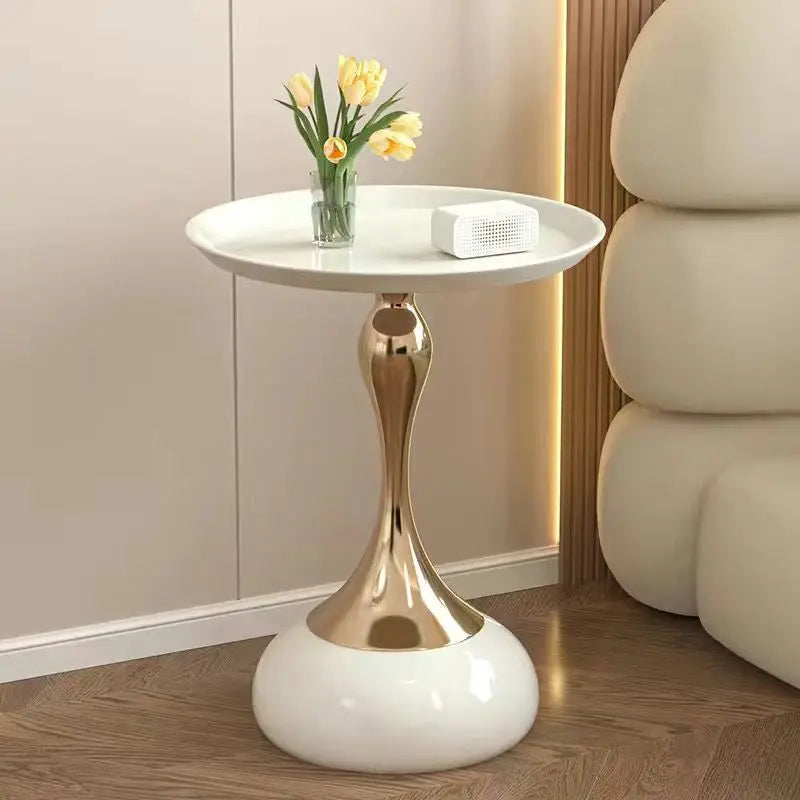 French Contemporary Round Side Table – Luxury Waist Design for Small Spaces