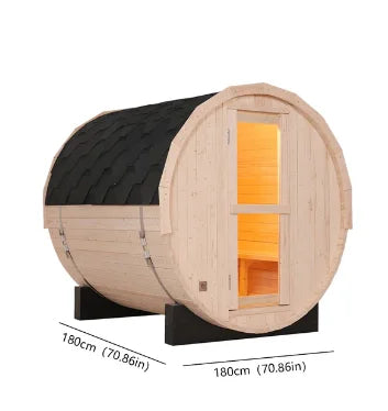 Premium White Pine Barrel Sauna Outdoor Steam Sauna for Backyard, Garden and Outdoor Spa Relaxation