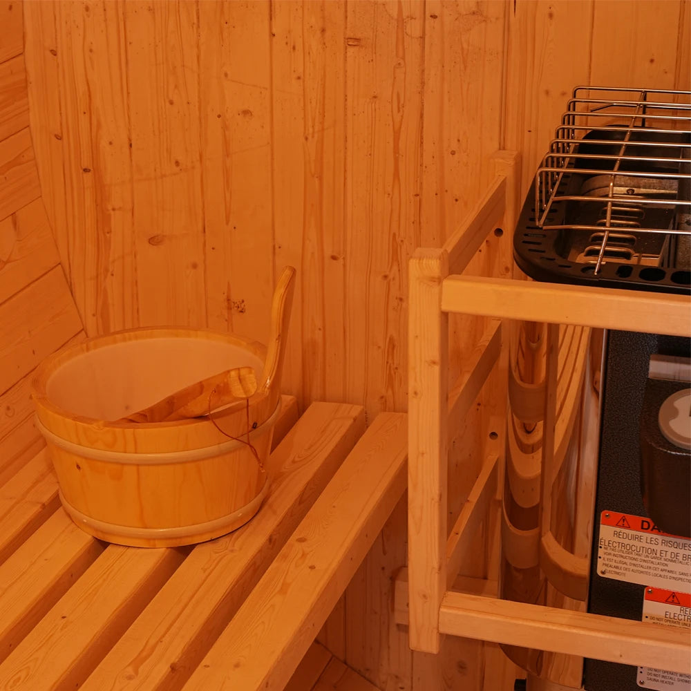 Premium White Pine Barrel Sauna Outdoor Steam Sauna for Backyard, Garden and Outdoor Spa Relaxation