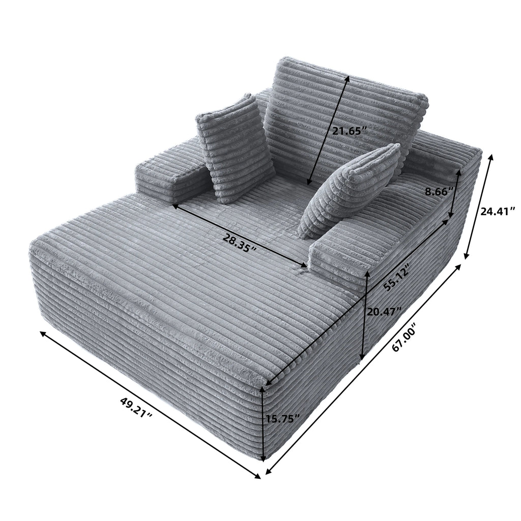 Nordic Corduroy Boneless Single Sofa Bed – Vacuum Compressed Reading Lounge Chair