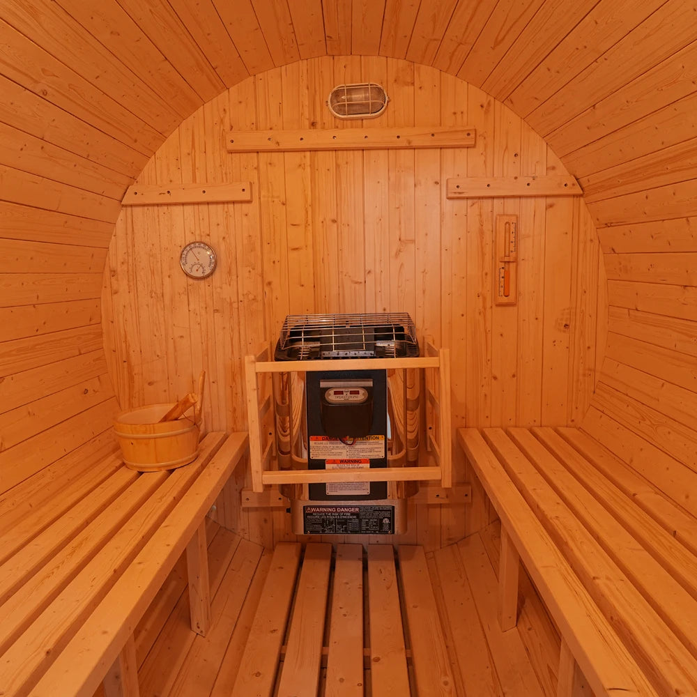 Premium White Pine Barrel Sauna Outdoor Steam Sauna for Backyard, Garden and Outdoor Spa Relaxation