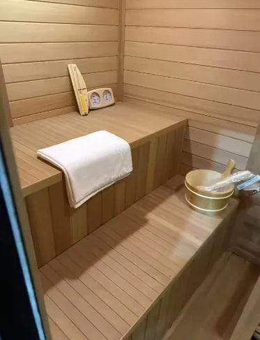 Luxury Modern Sauna Cabin Kit Red Cedar Interior & Hemlock Exterior Outdoor Steam Sauna for 4 Person