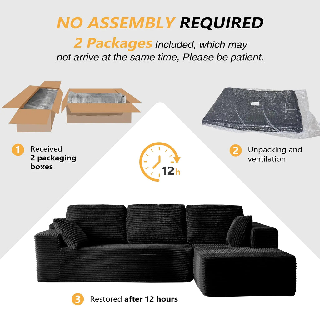 Modern Living Room Furniture Set L-Shape Convertible Couch Bed Sectional Sofa Foam Compression