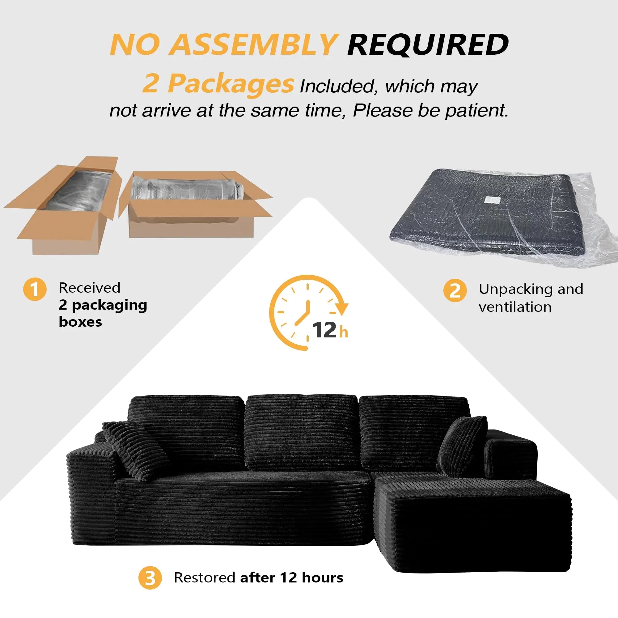 Modern Living Room Furniture Set L-Shape Convertible Couch Bed Sectional Sofa Foam Compression