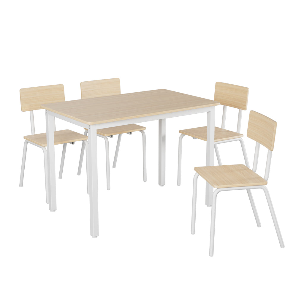 5-Piece Modern Dining Table Set with 4 Chairs – 43" Metal Frame & MDF, Eco-Friendly