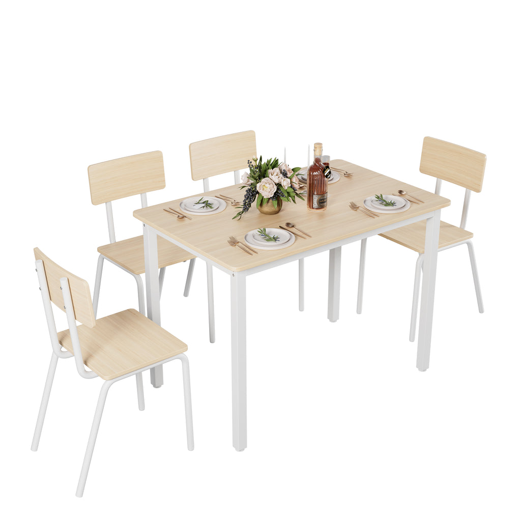 5-Piece Modern Dining Table Set with 4 Chairs – 43" Metal Frame & MDF, Eco-Friendly