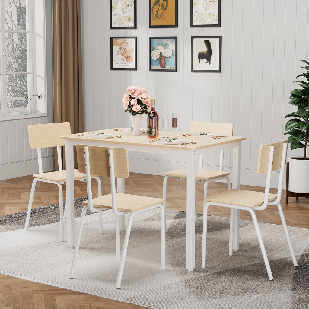 5-Piece Modern Dining Table Set with 4 Chairs – 43" Metal Frame & MDF, Eco-Friendly