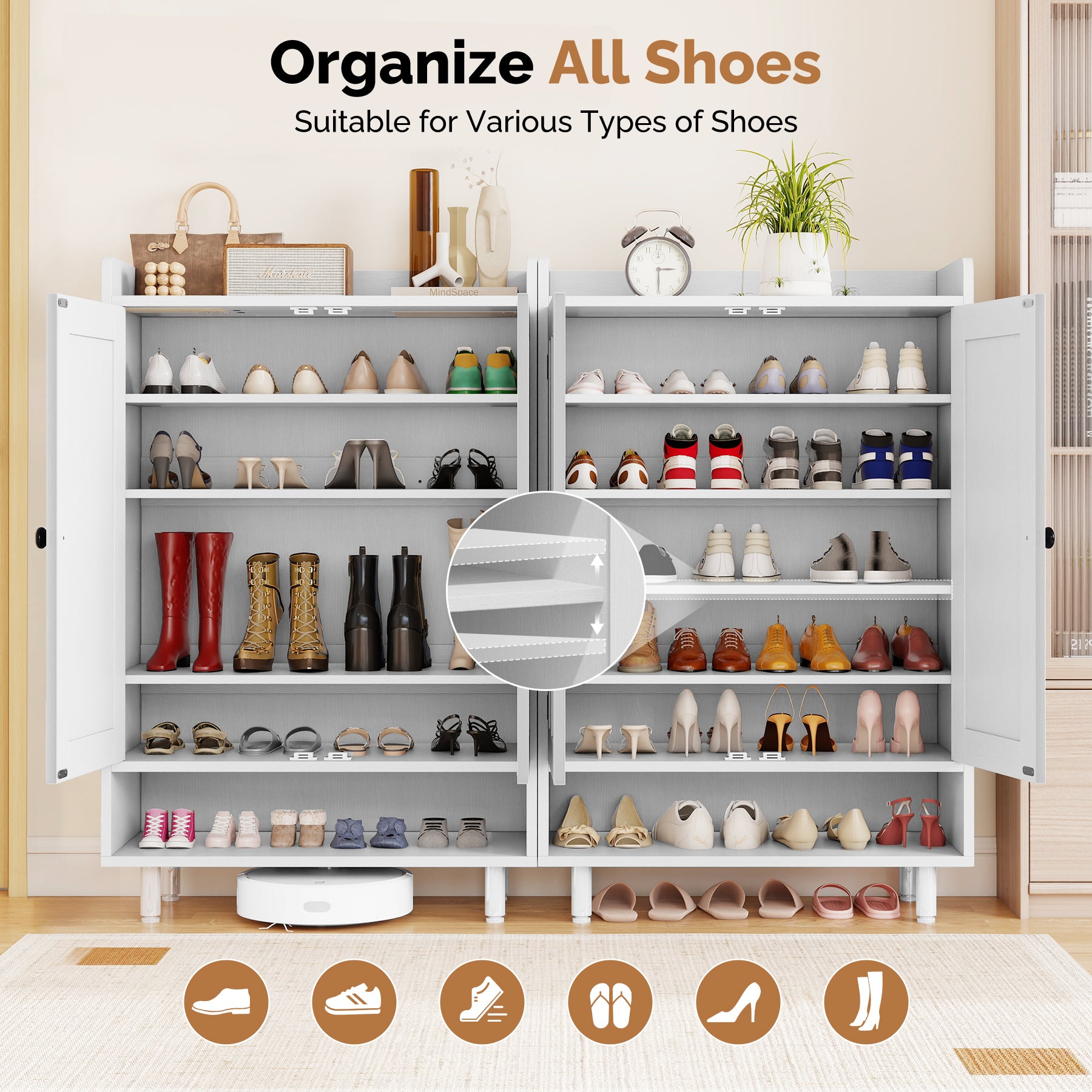 6-Tier Modular Shoe Storage Organizer – Extendable & Adjustable