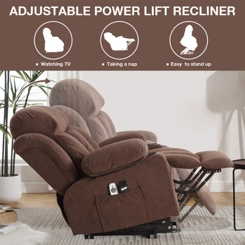 Power Lift Recliner Chair – 350 LBS Capacity, 8-Point Massage, Heat & Cup Holder