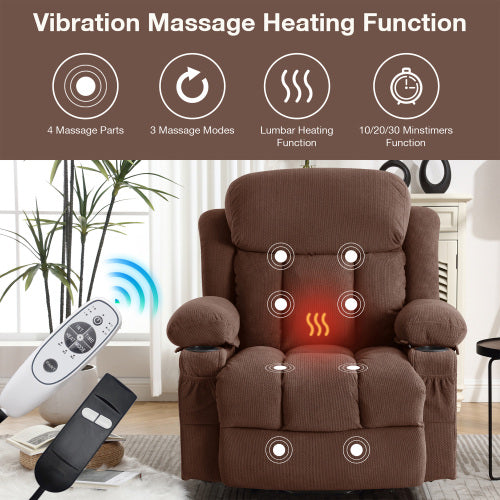 Power Lift Recliner Chair – 350 LBS Capacity, 8-Point Massage, Heat & Cup Holder