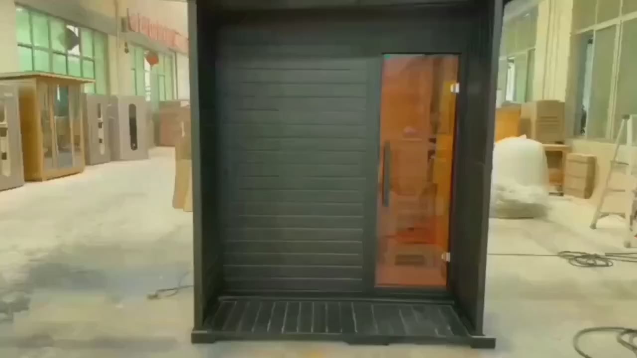 Luxury Modern Sauna Cabin Kit Red Cedar Interior & Hemlock Exterior Outdoor Steam Sauna for 4 Person