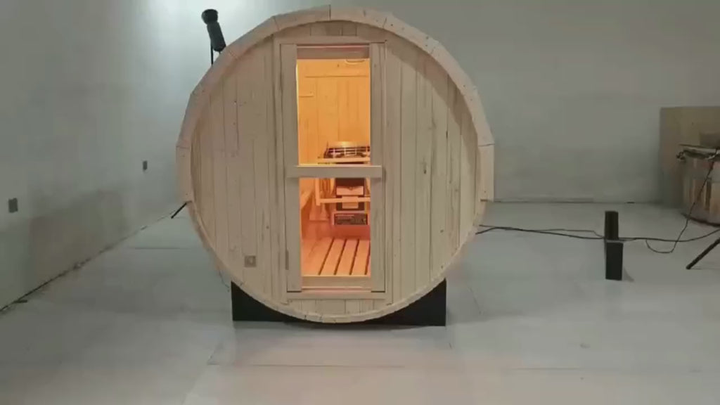 Premium White Pine Barrel Sauna Outdoor Steam Sauna for Backyard, Garden and Outdoor Spa Relaxation