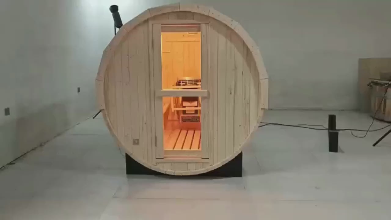 Premium White Pine Barrel Sauna Outdoor Steam Sauna for Backyard, Garden and Outdoor Spa Relaxation